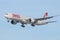 Swiss Boeing 777 descending for landing.