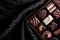 Swiss chocolates in gift box, various luxury pralines made of dark and milk organic chocolate in chocolaterie in