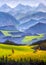 Swiss countryside landscape painted by brush and acrylic on canvas by artist