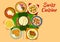 Swiss cuisine traditional dishes flat icon