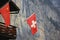 Swiss flag. Alps