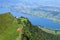 Swiss flag flying on Rigi overlooking Lake Lucerne