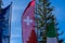 Swiss flas betwenn european and italien flag