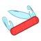 Swiss folding knife icon, cartoon style
