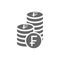 Swiss franc coin stack icon. Coins stack icon, pile of swiss francs coins.