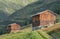 Swiss haylofts on the alpine meadows