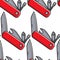 Swiss knife Switzerland symbol seamless pattern multifunctional tool