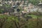 Swiss landscape of Bellinzona city, the view of Castelgrande castle from upper point