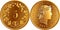 Swiss money 5 centimes gold coin