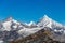 Swiss mountain group seen from Plateau Rosa, Val d`Aosta, Italy.