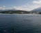 Swiss Mountain and Lake Landscape with People Swimming in Lucerne