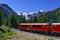 Swiss mountain train Bernina Express crossed Alps