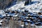 Swiss mountain village in the snow