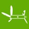 Swiss multipurpose knife icon green
