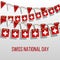 Swiss national day background with hanging flags