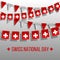 Swiss national day background with hanging flags