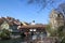 Swiss old town Baden: covered wooden bridge