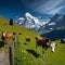 Swiss Pasture near Grunewald Grazed by Cows AI