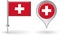 Swiss pin icon and map pointer flag. Vector
