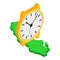 Swiss precision icon isometric vector. Swiss golden watch and country map icon