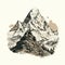 Swiss Realism: Hand Drawn Mountain Illustration On White Background