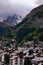 Swiss Resort Town of Zermatt and Matterhorn Mountain on a Cloudy Day