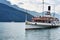 Swiss retro wheel steamer on lake Lucerne