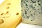 Swiss and roquefort cheeses