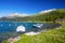 Swiss sailing school on Silvaplanersee lake in Engadin Valley