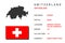 Swiss symbols. Main information for travelers. Map, flag, capital and currency of Switzerland. Infographic picture. Vector