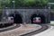 Swiss Train Coming Out From Gotthard Tunnel