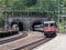 Swiss Train Coming Out From Gotthard Tunnel