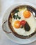 Swiss vegetarian potato rÃ¶sti with sunny side up fried eggs