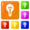 On switch bulb light icons set vector color