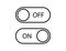 Switch on and off toggle. Slider control to turn on and off. Isolated round buttons in linear style in black and white