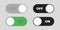 Switch ON and OFF toggle vector isolated elements. Technology concept. Round button