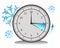Switch to winter time, one hour backwards, concept for daylight saving, eps10. Clock with snowflakes.