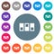 Switchboard flat white icons on round color backgrounds