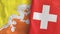 Switzerland and Bhutan two flags textile cloth 3D rendering