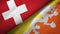 Switzerland and Bhutan two flags textile cloth, fabric texture