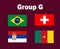 Switzerland Brazil Serbia And Cameroon Emblem Flag Group G