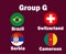 Switzerland Brazil Serbia And Cameroon Flag Emblem Group G With Countries Names