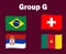 Switzerland Brazil Serbia And Cameroon Flag Ribbon Group G