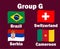 Switzerland Brazil Serbia And Cameroon Flag Ribbon Group G With Countries Names
