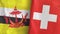 Switzerland and Brunei two flags textile cloth 3D rendering