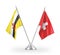 Switzerland and Brunei two table flags isolated on white 3D rendering