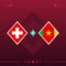 Switzerland, cameroon world football 2022 match versus on red background. vector illustration