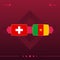 Switzerland, cameroon world football 2022 match versus on red background. vector illustration