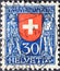 Switzerland - Circa 1924: a postage stamp printed in the Switzerland showing the federal coat of arms of Switzerland with the Burg