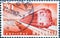 Switzerland - Circa 1949 : a postage stamp printed in the swiss showing a railway with catenary and track. Electric Gotthard expre